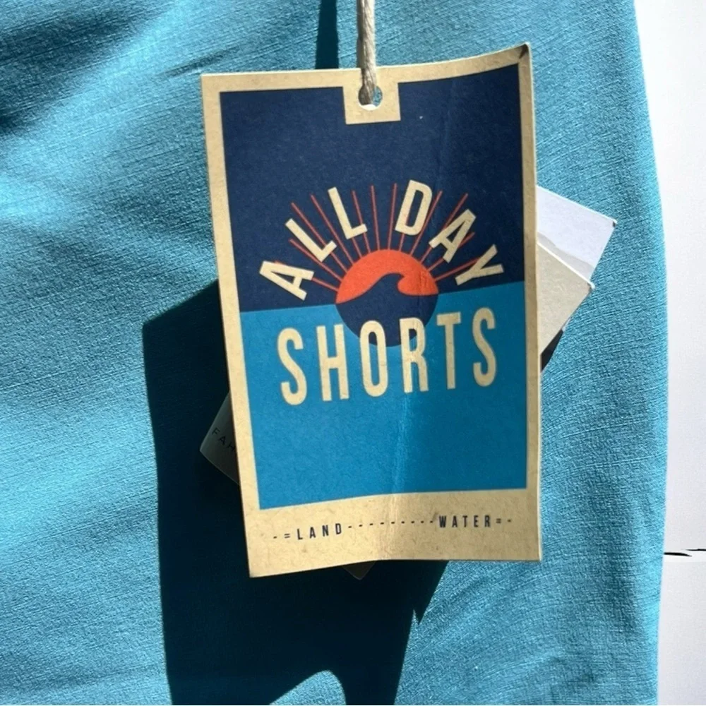 🌻NEW w/tags Faherty Belt Loop All Day Shorts Turquoise Sky Size 30